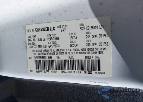 2008 Dodge Dakota St z USA, uszkodzony, nr VIN 1D7HE22K68S513063